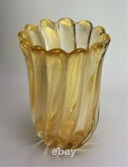 Murano glass vase Archimede Seguso Signed Gold fleck