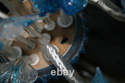 Murano hand blown blue clear glass chandelier lamp italian 1970