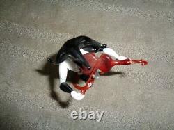 Murano hand blown glass Harlequin figurine playing violin black white outfit gre