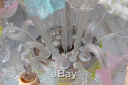 Murano hand blown glass Mid century Multi colour chandelier Italian 1970