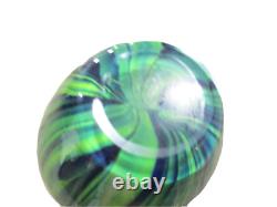 Murano hand blown green & yellow & blue swirl multi shades art glass''7 vase