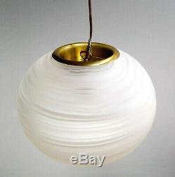 Murano hand-blown swirled glass and brass 60s pendant lamp
