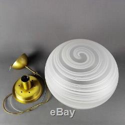 Murano hand-blown swirled glass and brass 60s pendant lamp