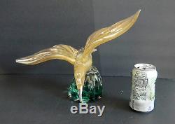 Murano large art glass large seagull bird with gold dust