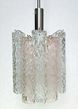 Murano one light hand-blown 60s glass and chrome chandelier. Mid Century lighting