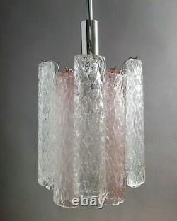 Murano one light hand-blown 60s glass and chrome chandelier. Mid Century lighting