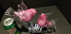 Murano pink birds on a branch signed by Andrea Tagliapietra Excellent