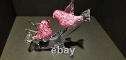 Murano pink birds on a branch signed by Andrea Tagliapietra Excellent