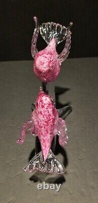 Murano pink birds on a branch signed by Andrea Tagliapietra Excellent