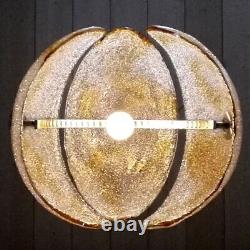 Murano rare big hand-blown 60s glass & chrome chandelier