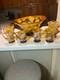 Murano style 8 person hand blown punch bowl set brown and white very unique look