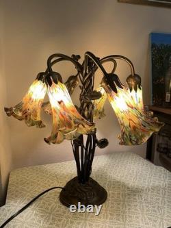 Murano style Millefiori Art Glass 6-Light Lily Lamp Hand Blown READ DESCRIPTION