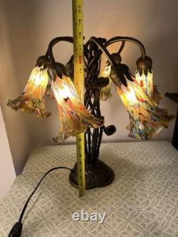 Murano style Millefiori Art Glass 6-Light Lily Lamp Hand Blown READ DESCRIPTION
