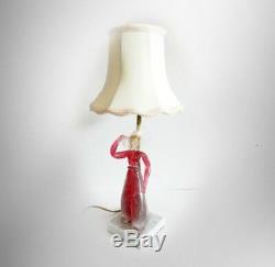 Murano tall art glass woman figurine table lamp w marble base