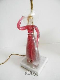 Murano tall art glass woman figurine table lamp w marble base