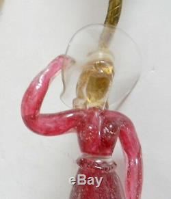 Murano tall art glass woman figurine table lamp w marble base