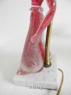 Murano tall art glass woman figurine table lamp w marble base