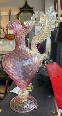 Museum Quality Salviati Murano Venetian Glass Dragon Handle Ewer Circa 1900