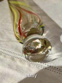 NAILSEA MURANO Hand Blown GLASS PASTRY ROLLING PIN. 16.25 YellowithRed/Blue