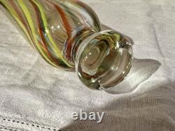 NAILSEA MURANO Hand Blown GLASS PASTRY ROLLING PIN. 16.25 YellowithRed/Blue