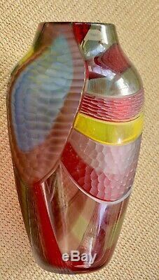 NEW Afro Celotto Handblown Murano Glass Vase with Certification. Venice. Italy