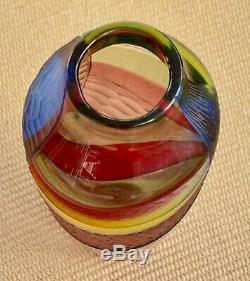 NEW Afro Celotto Handblown Murano Glass Vase with Certification. Venice. Italy