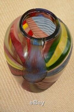 NEW Afro Celotto Handblown Murano Glass Vase with Certification. Venice. Italy