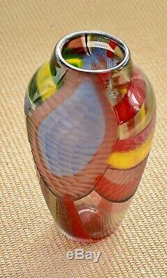 NEW Afro Celotto Handblown Murano Glass Vase with Certification. Venice. Italy