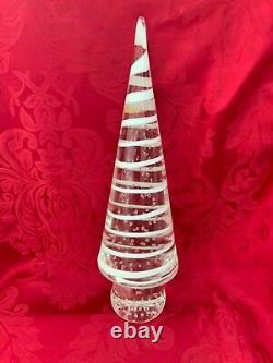 NEW FLAWLESS Stunning MURANO Italy Glass Cone CHRISTMAS TREE White SWIRLS 10.5