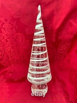 NEW FLAWLESS Stunning MURANO Italy Glass Cone CHRISTMAS TREE White SWIRLS 10.5