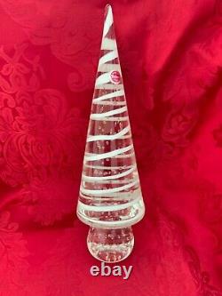 NEW FLAWLESS Stunning MURANO Italy Glass Cone CHRISTMAS TREE White SWIRLS 10.5