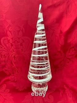 NEW FLAWLESS Stunning MURANO Italy Glass Cone CHRISTMAS TREE White SWIRLS 10.5