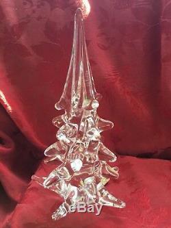 NEW FLAWLESS Stunning MURANO Italy Glass Tiered CLEAR Crystal CHRISTMAS TREE