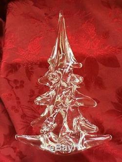 NEW FLAWLESS Stunning MURANO Italy Glass Tiered CLEAR Crystal CHRISTMAS TREE