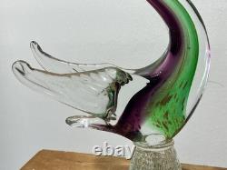 NICE! Vintage MCM Murano Hand-Blown Sommerso Art Glass Swan Sculpture 15.5 Tall