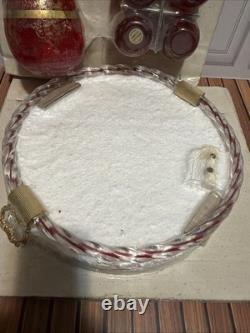 NOS Murano Tre Fuochi Ruby Red Glass Decanter Set & Tray Unopened 24k Gold