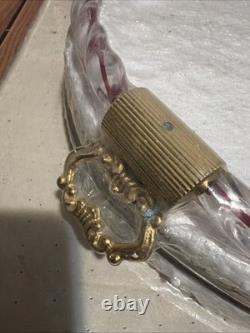 NOS Murano Tre Fuochi Ruby Red Glass Decanter Set & Tray Unopened 24k Gold