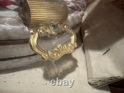 NOS Murano Tre Fuochi Ruby Red Glass Decanter Set & Tray Unopened 24k Gold