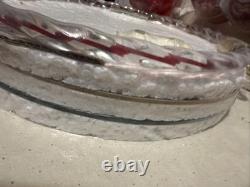 NOS Murano Tre Fuochi Ruby Red Glass Decanter Set & Tray Unopened 24k Gold