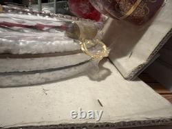 NOS Murano Tre Fuochi Ruby Red Glass Decanter Set & Tray Unopened 24k Gold
