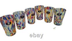 NUOVA CRISTALLERIA ARZANESE Murano Glass Tumblers Hand Blown Italy Set of 6 NWT