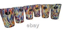 NUOVA CRISTALLERIA ARZANESE Murano Glass Tumblers Hand Blown Italy Set of 6 NWT