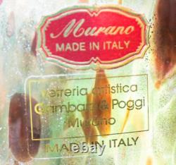 NWT Authentic Gambaro & Poggi Murano Italy Hand Blown Glass Vase Gold 13 Signed