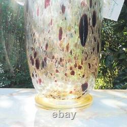 NWT Authentic Gambaro & Poggi Murano Italy Hand Blown Glass Vase Gold 13 Signed