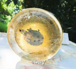 NWT Gambaro & Poggi Murano Italy Hand Blown Art Glass Vase Gold Dust 13 Stamped