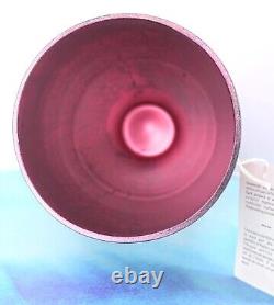 NWT Murano Style Vidi Italy Hand Blown Pink/Blk Streaked Art Glass Vase 16.25H