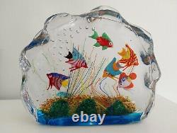 New Murano Glass Aquarium 6 Fish Amazing colors Made in Italy Authentic withcert