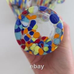 New. Murano Glass Drinking Tumbler Confetti Hand Blown Italy Set of 6
