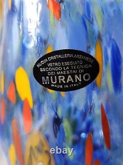 Nuova Cristalleria Arzanese Murano Hand Blown Confetti 9 Wine Glasses (K)