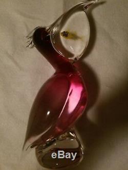 OGGETTI Italy MURANO Pelican Fish Glass Artist Sign Elio Raffaeli Sculpture BIRD